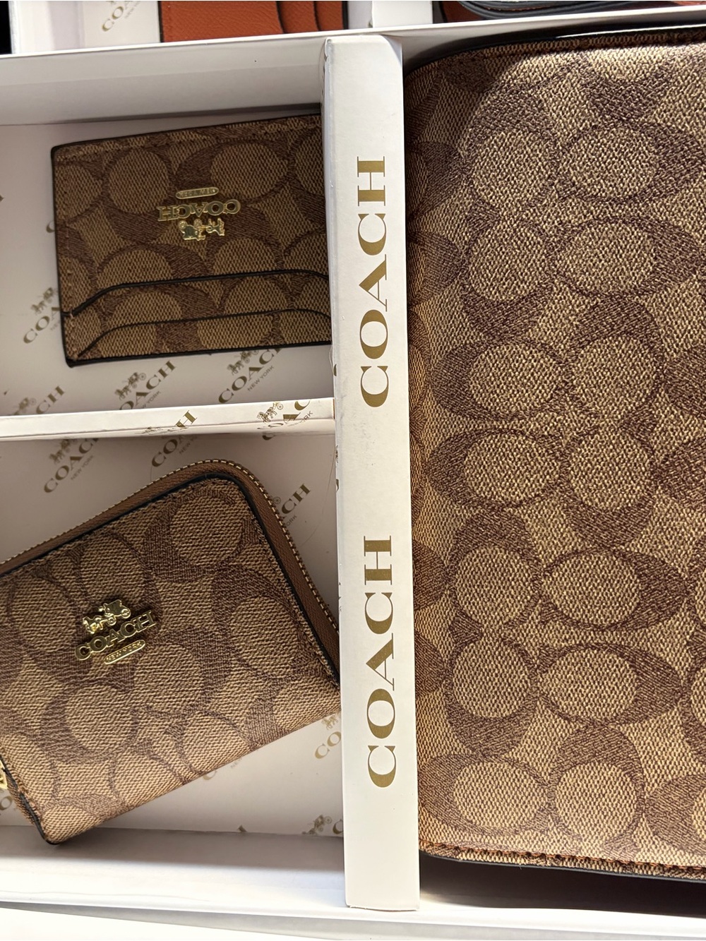 Coach Tan/Brown Signature Canvas Wallet and Card Case Set